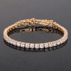 17.6 Ct Gold Plated Tennis Bracelet with Shimmering Round CZ