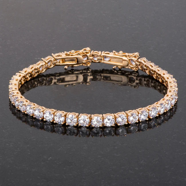 17.6 Ct Gold Plated Tennis Bracelet with Shimmering Round CZ