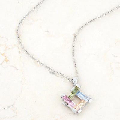 Lyra Necklace Multicolor Rhodium Necklace